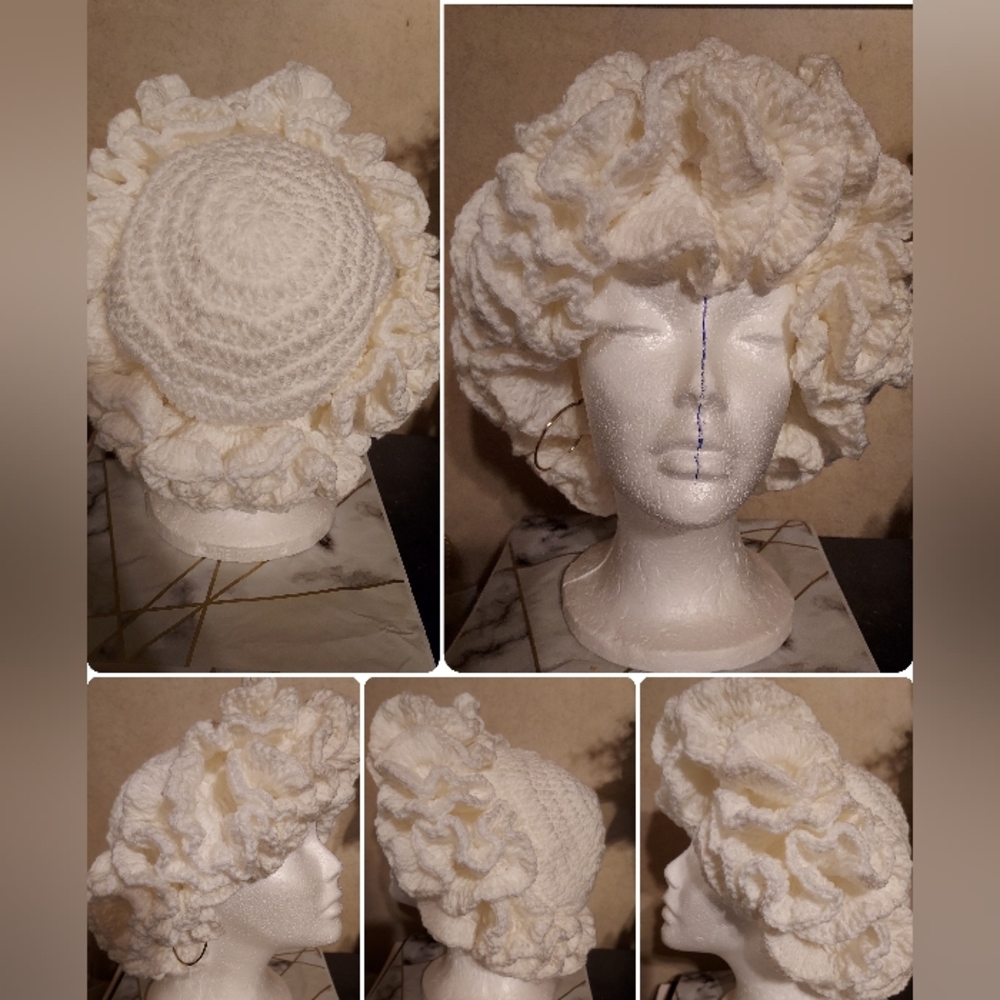 #L❤️VE:HANDMADE.  Crochet Ruffle HAT - Picture 5 of 8